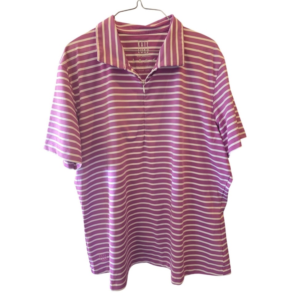 Kate Lord Performance Golf Polo XL Womens Purple White Striped Breathable Sports